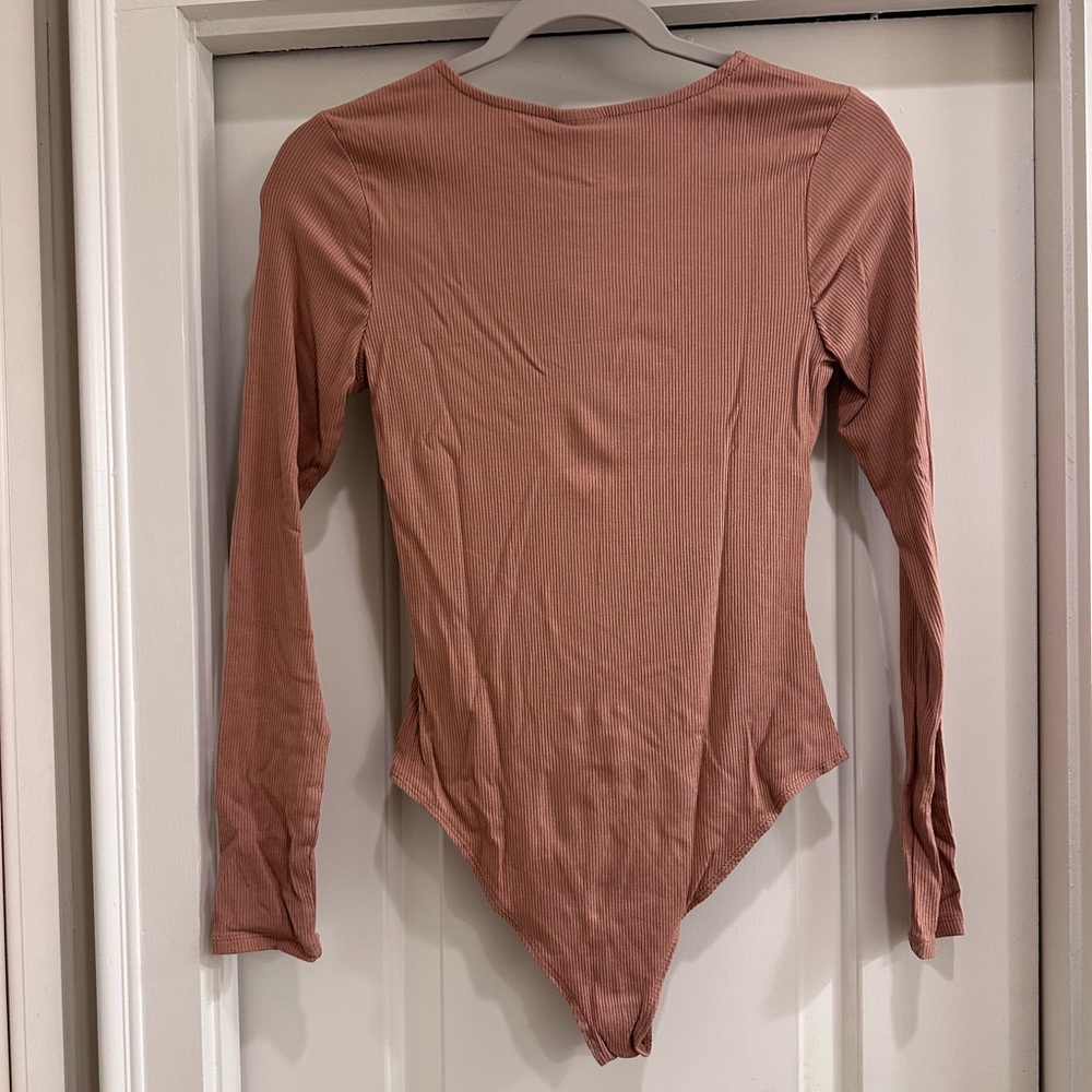 Belle Du Jour Camel Ribbed Bodysuit - Picture 2 of 4